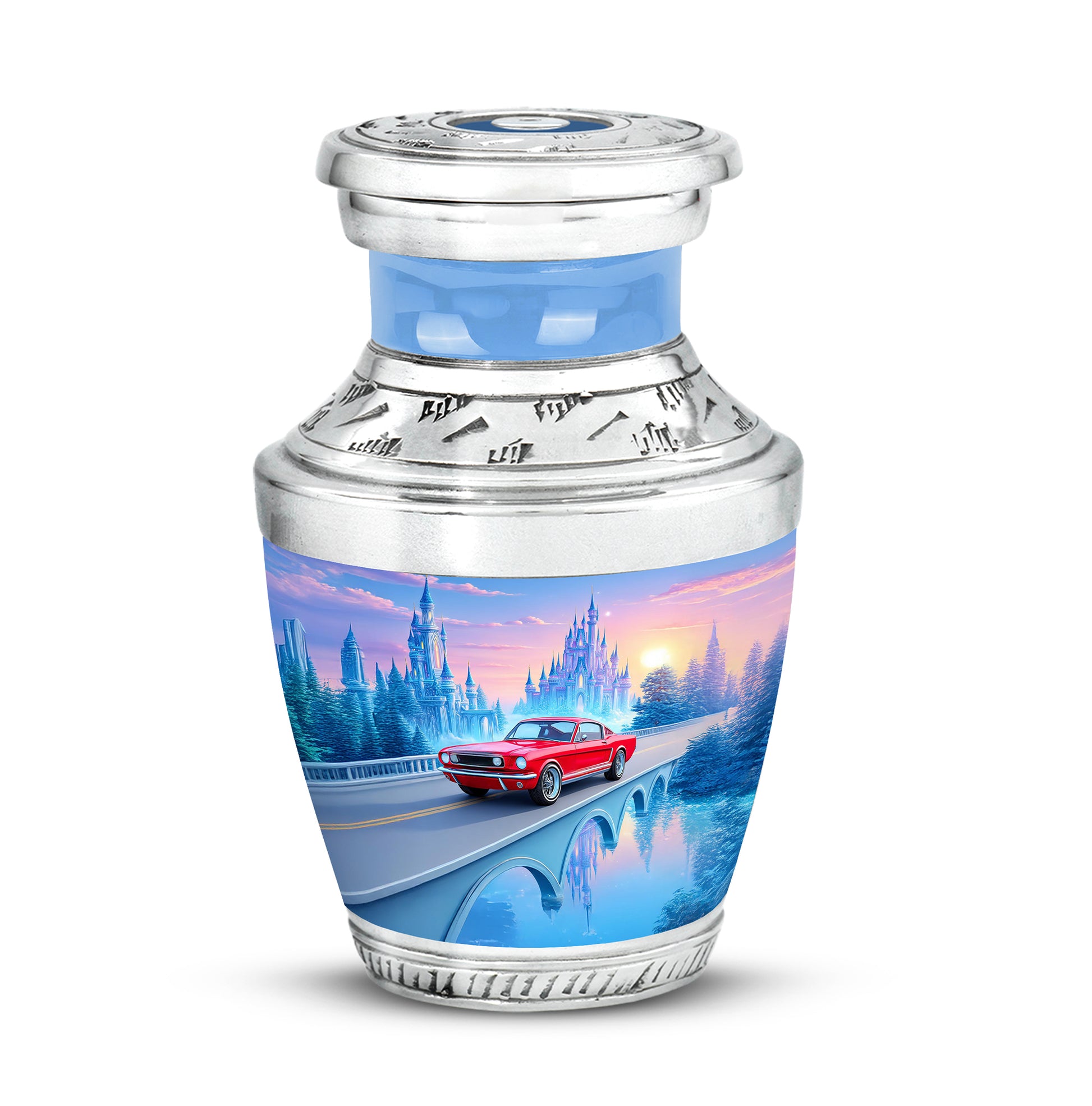 Personalized Car Cremation Urns - Pristine Blue 10-inch, 200 cu in - Karyliz