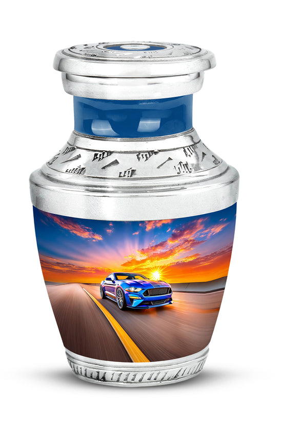 Personalized Elegant Car Cremation Urns - Blue 10-inch, 200 cu in - Karyliz