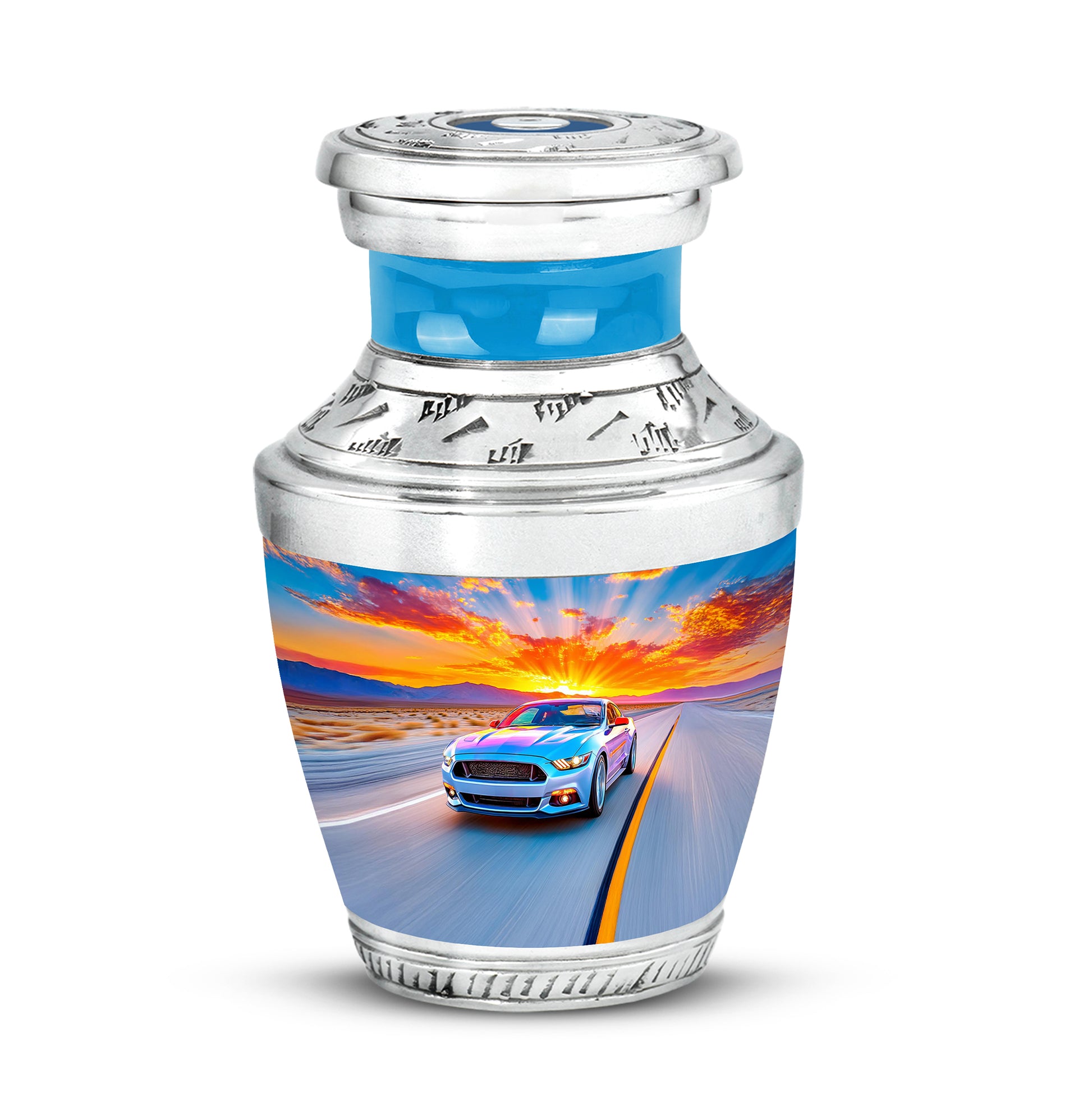 Personalized Seraphic Car Cremation Urns - Blue 10-inch, 200 cu in - Karyliz