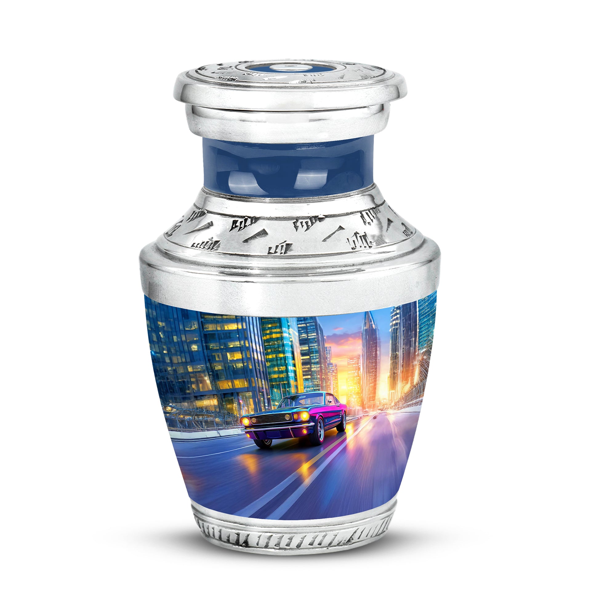 Blue Car Celebration Cremation Urns for Human Ashes - 10-inch, 200 cu in - Karyliz
