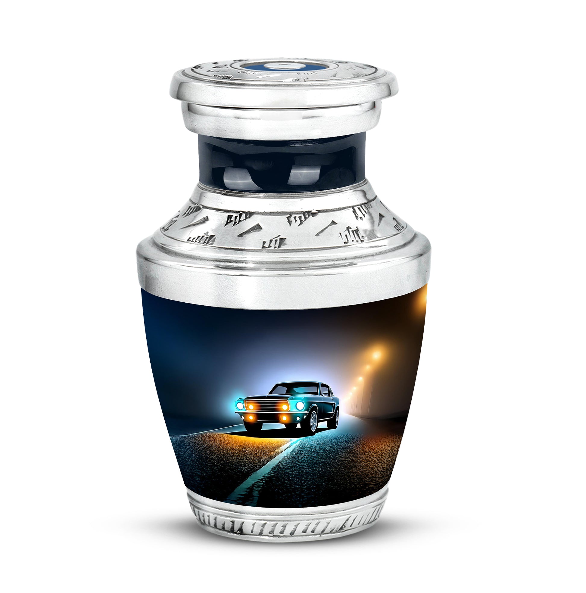 Personalized Black Steadfast Car Cremation Urns for Human Ashes - 10-inch, 200 cu in - Karyliz