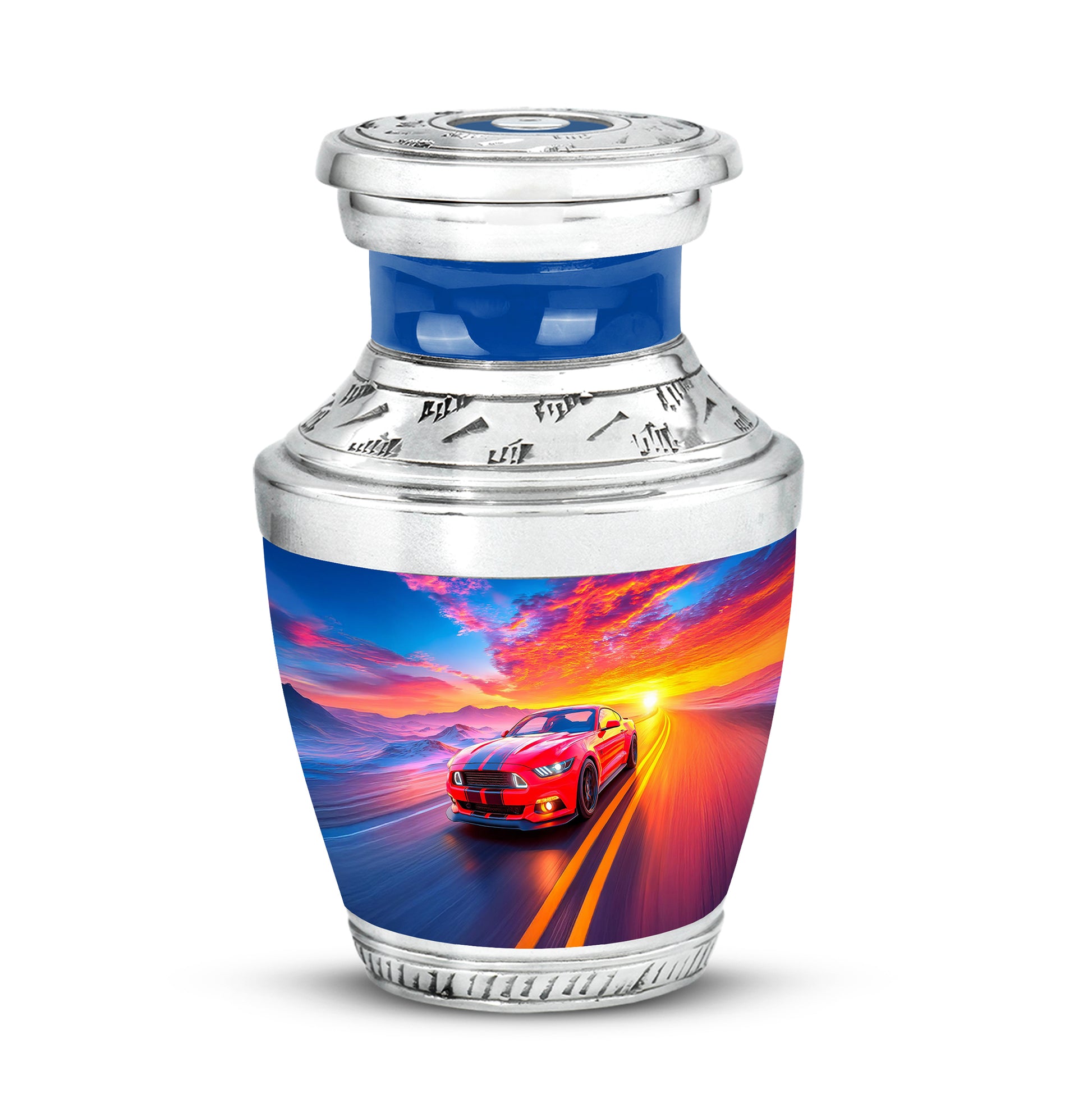 Blue Car Cremation Urns - Opulent Reflection 10-inch, 200 cu in - Karyliz