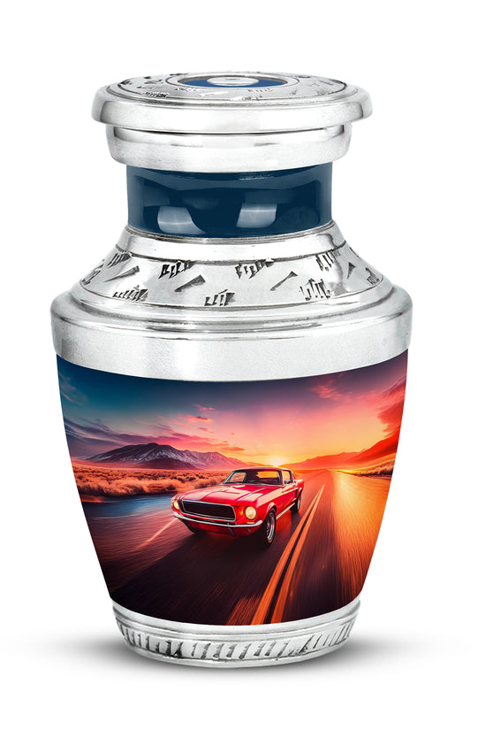 Blue Car Journey Cremation Urns for Human Ashes - 10-inch, 200 cu in - Karyliz
