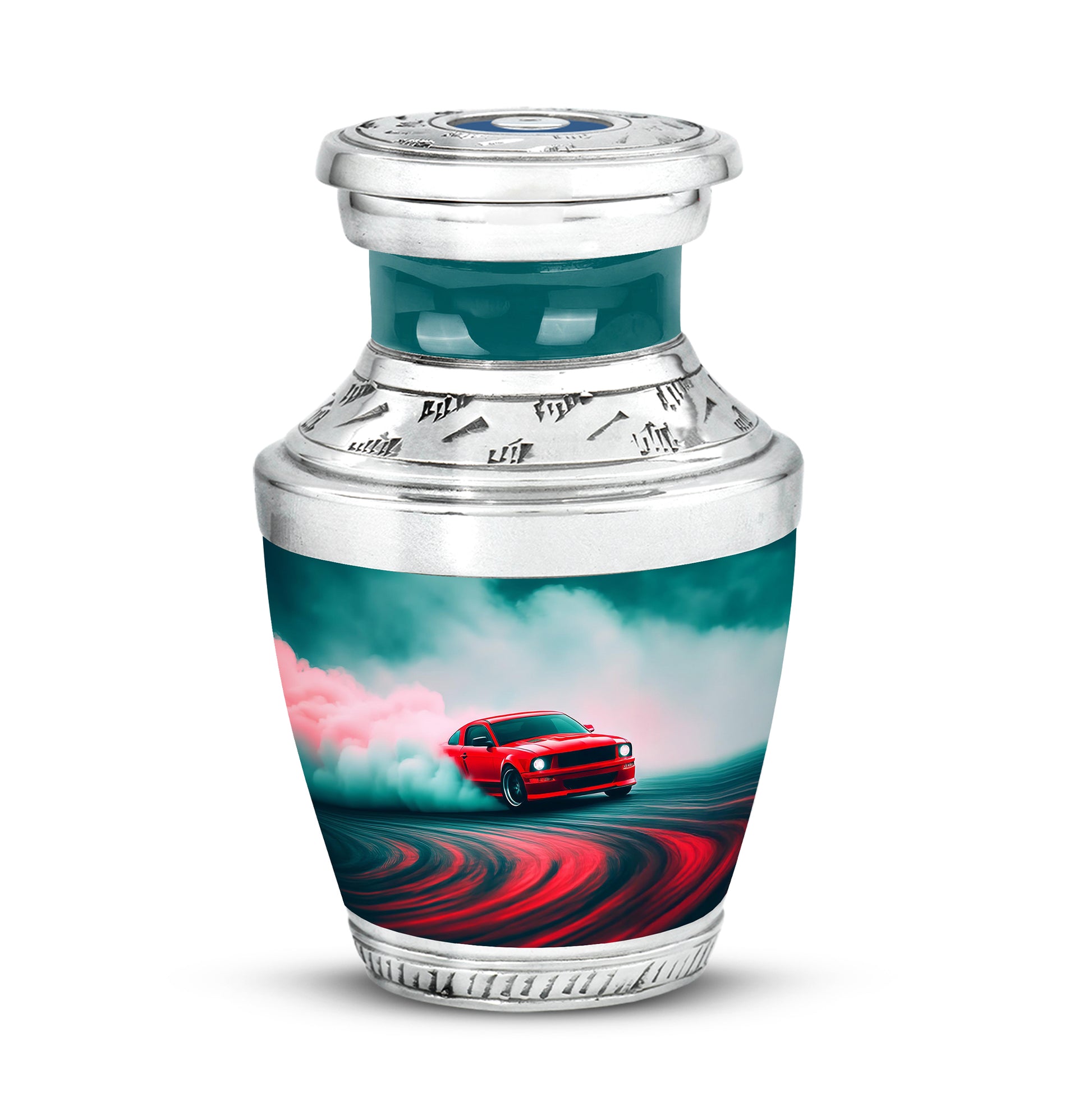 Personalized Seraphic Car Cremation Urns - Teal 10-inch, 200 cu in - Karyliz