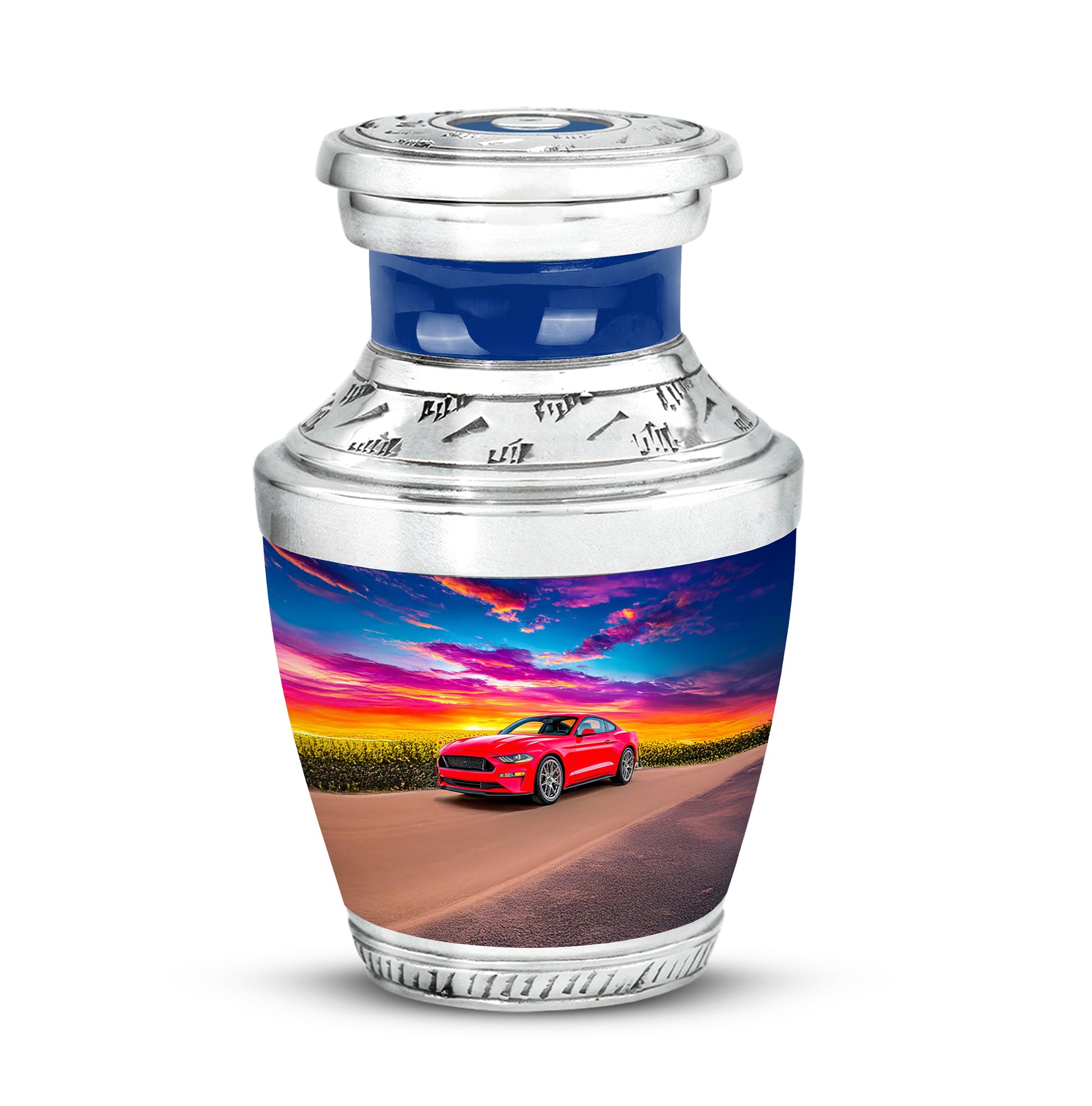 Personalized Elegant Car Cremation Urns - Blue 10-inch, 200 cu in - Karyliz