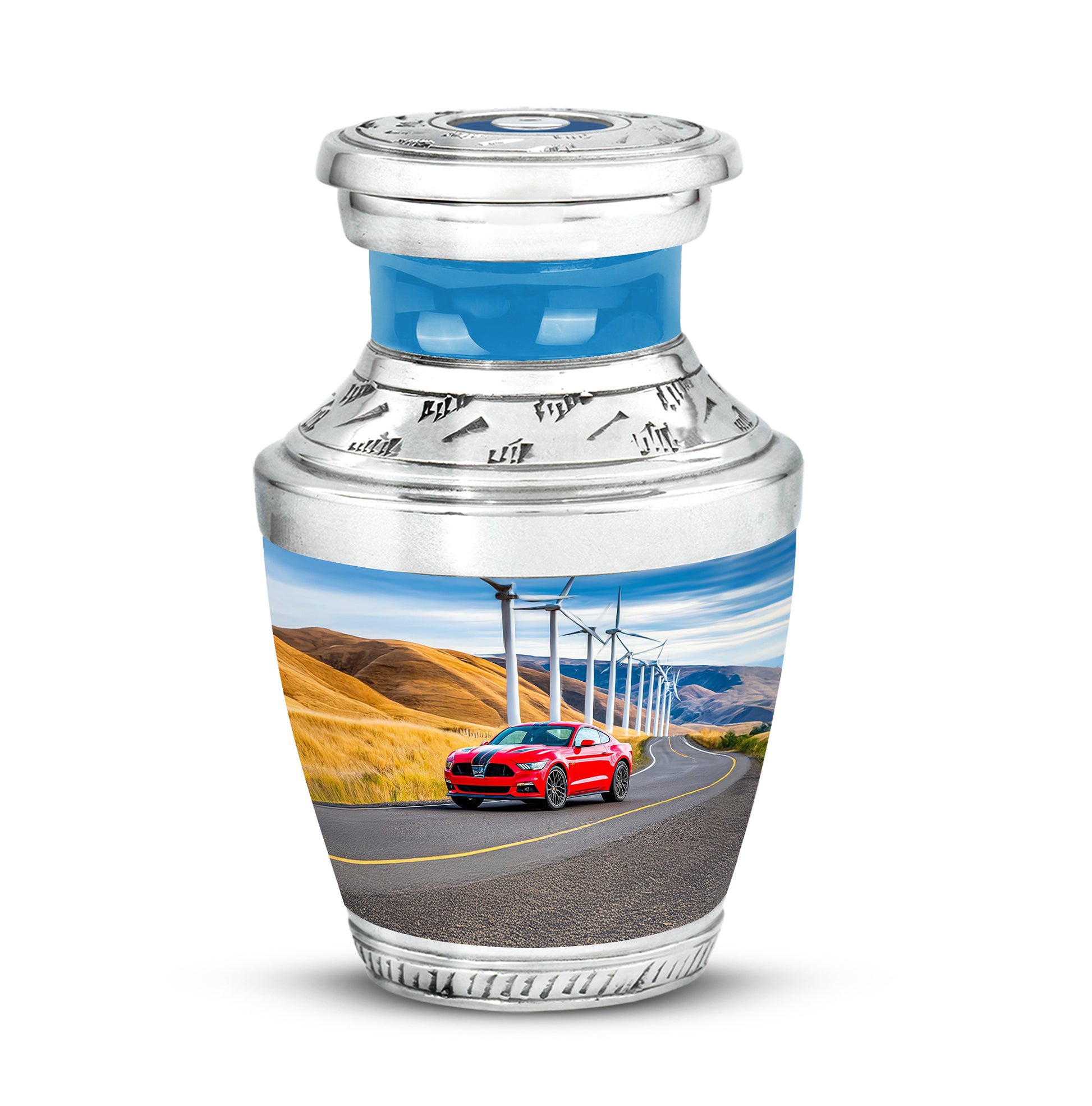 Blessed Car Cremation Urns for Human Ashes - Blue 10-inch - Karyliz