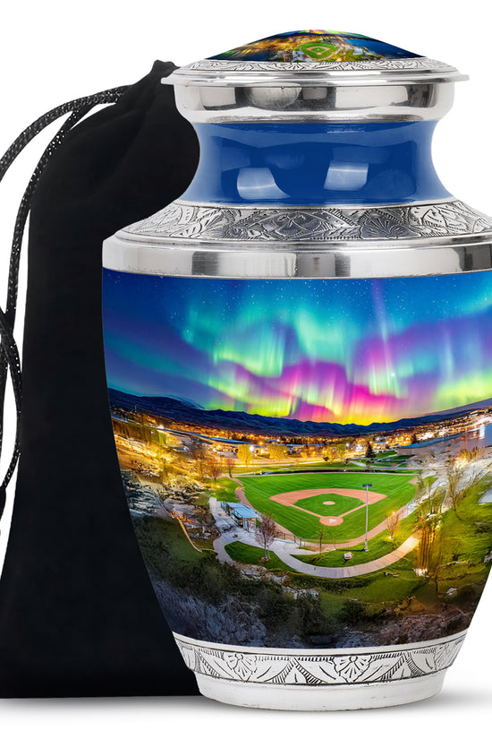 Baseball Field Memorial Urn - Northern Lights Urn For Adult