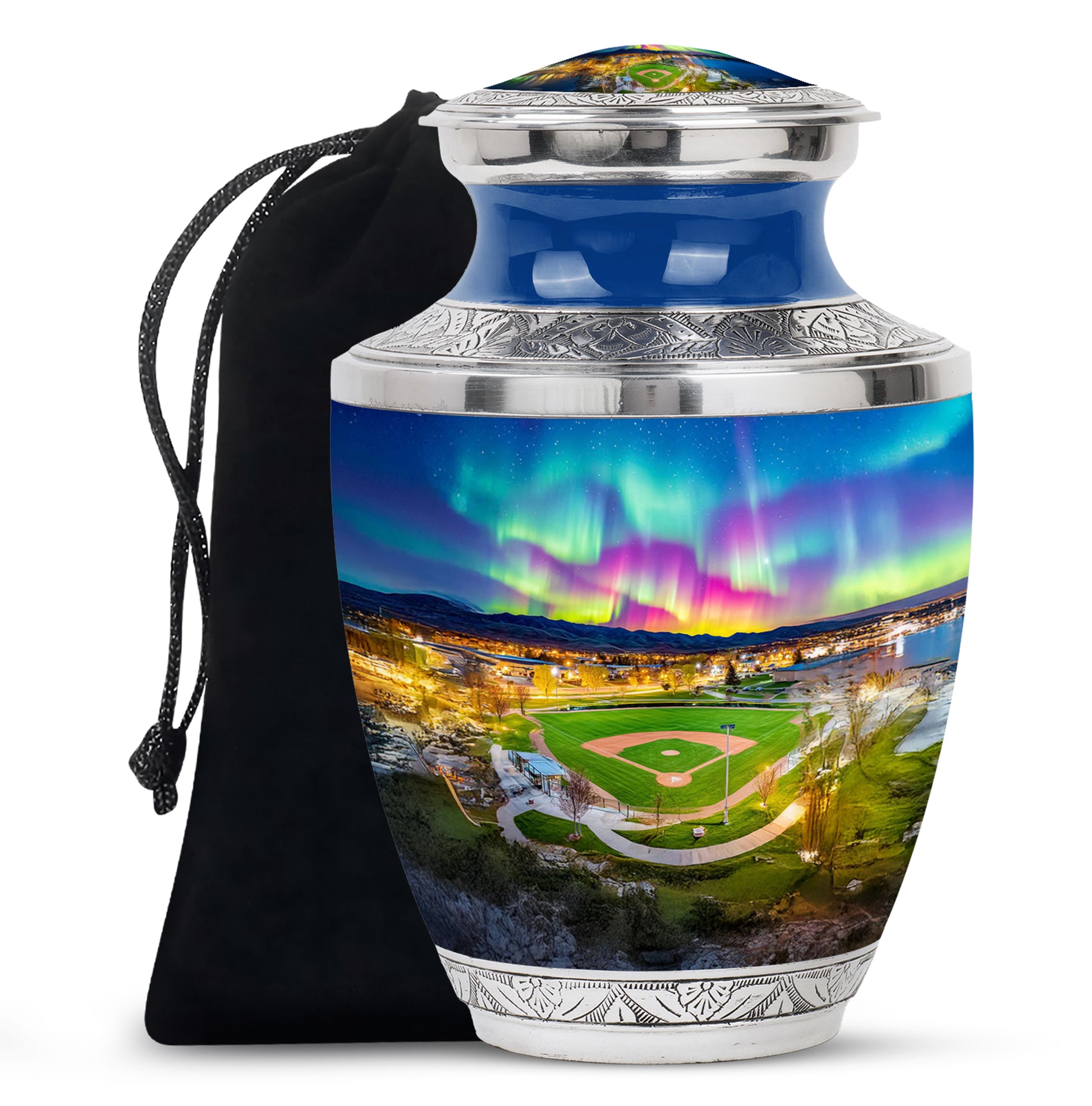 Baseball Field Memorial Urn - Northern Lights Urn For Adult