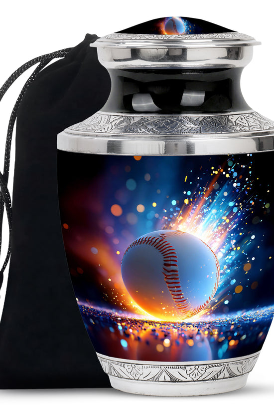 Baseball Fire Cremation Urn - Memorial Urn For Adult Ashes