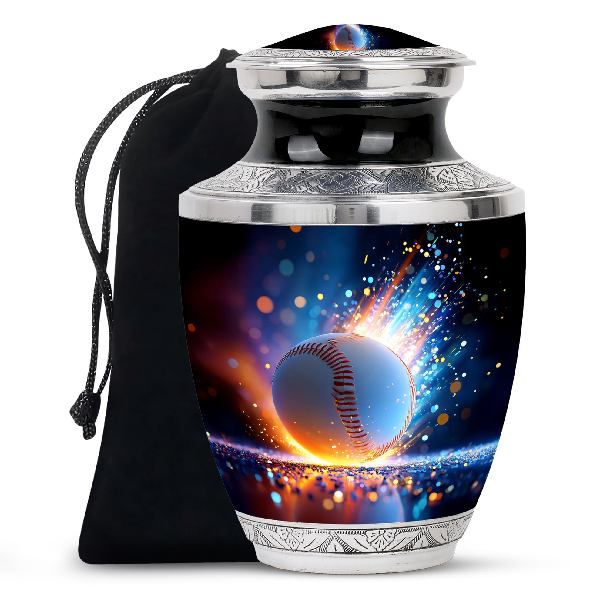 Baseball Fire Cremation Urn - Memorial Urn For Adult Ashes