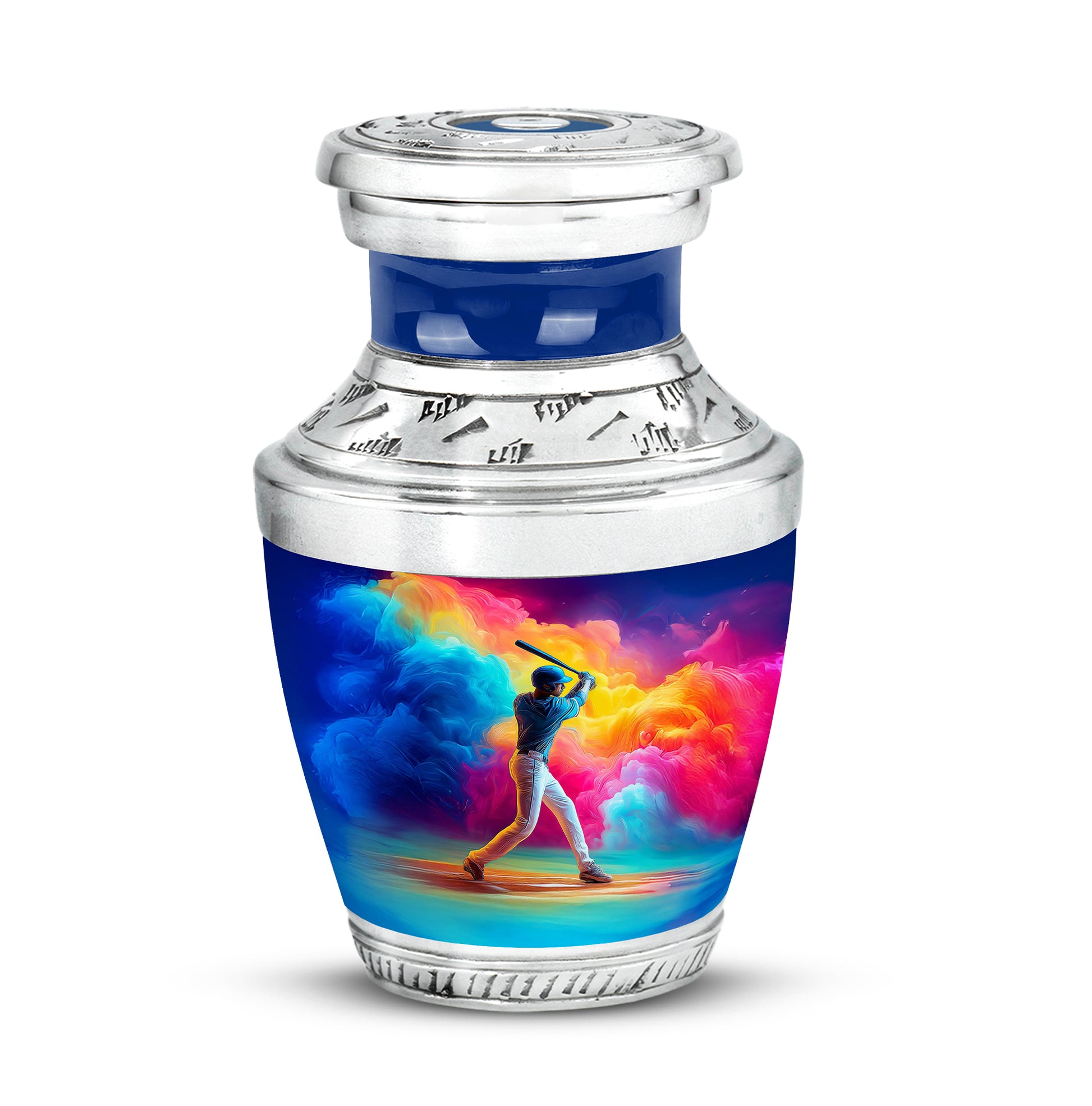 Blue Serene Baseball Memorial Urn for Ashes - 10-inch, 200 cu in - Yatskia