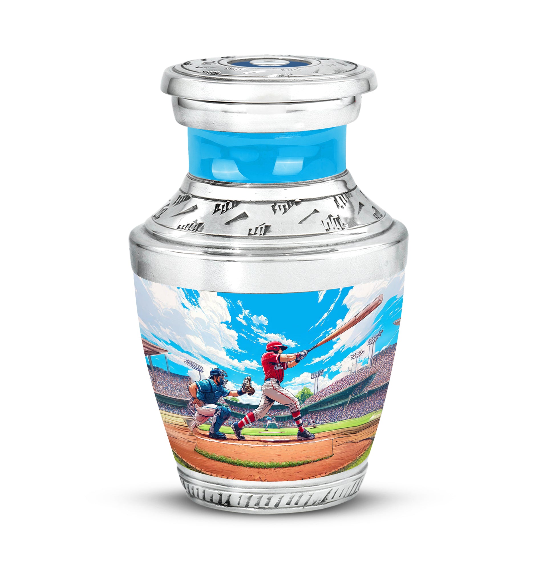 Blue Baseball Cremation Urns - Glorious Benediction 10-inch, 200 cu in - Yatskia