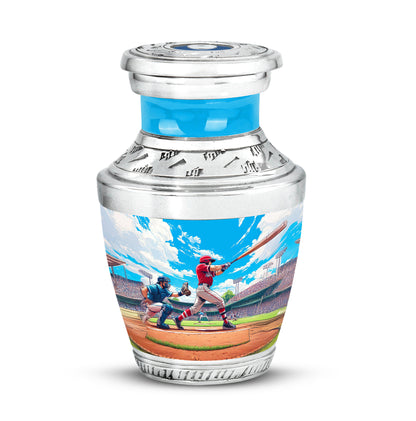 Blue Baseball Cremation Urns - Glorious Benediction 10-inch, 200 cu in - Yatskia