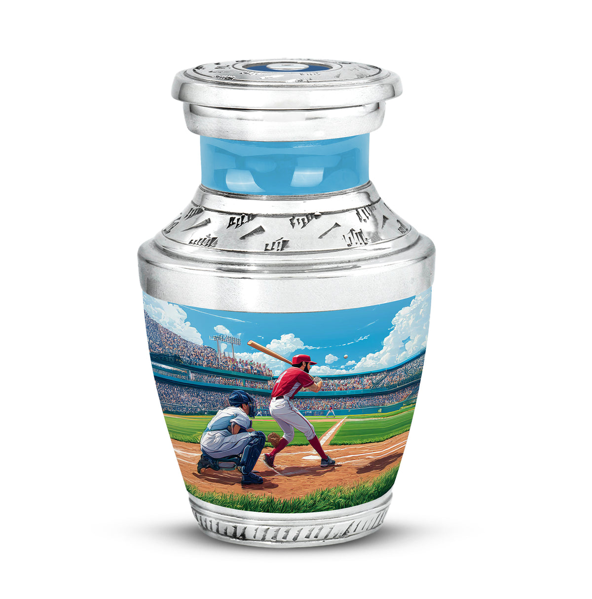 Radiant Baseball Memorial Cremation Urns - Blue 10-inch, 200 cu in - Yatskia