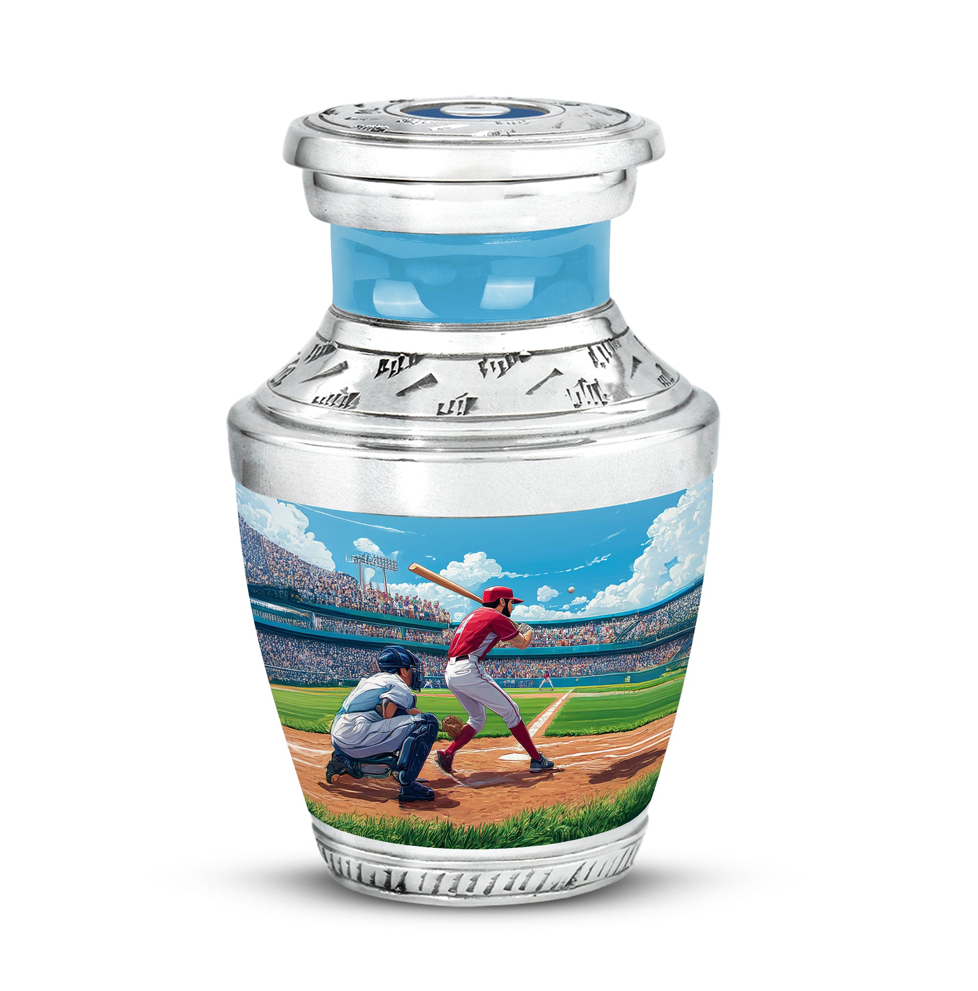 Radiant Baseball Memorial Cremation Urns - Blue 10-inch, 200 cu in - Yatskia