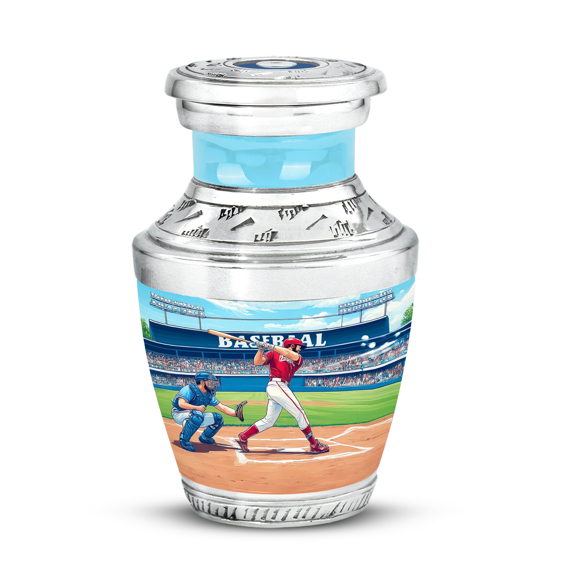Illustrious Baseball Memorial Cremation Urns - Teal 10-inch, 200 cu in - Yatskia