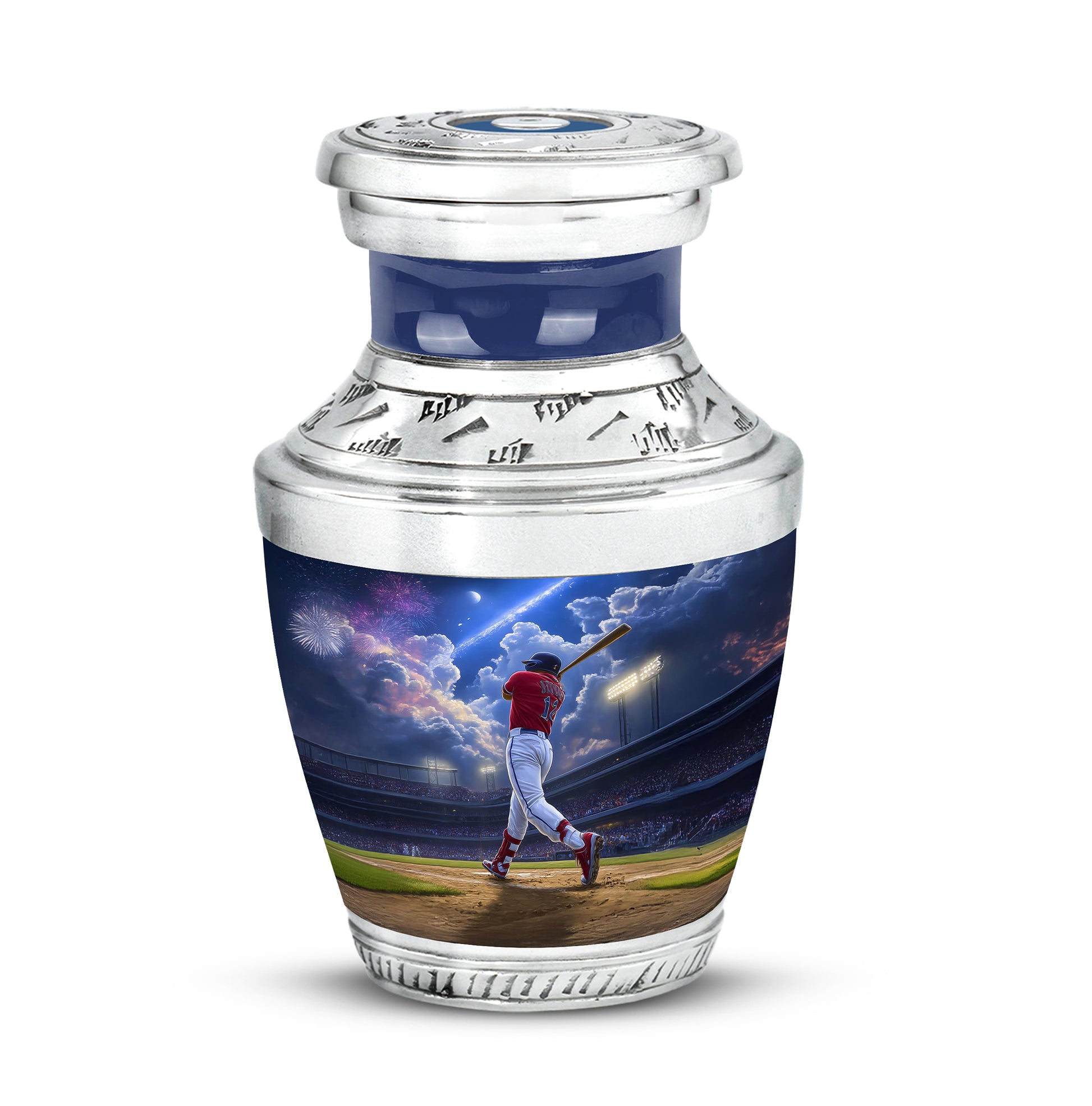 Blue Resounding Baseball Memorial Urn for Ashes - 10-inch, 200 cu in - Yatskia