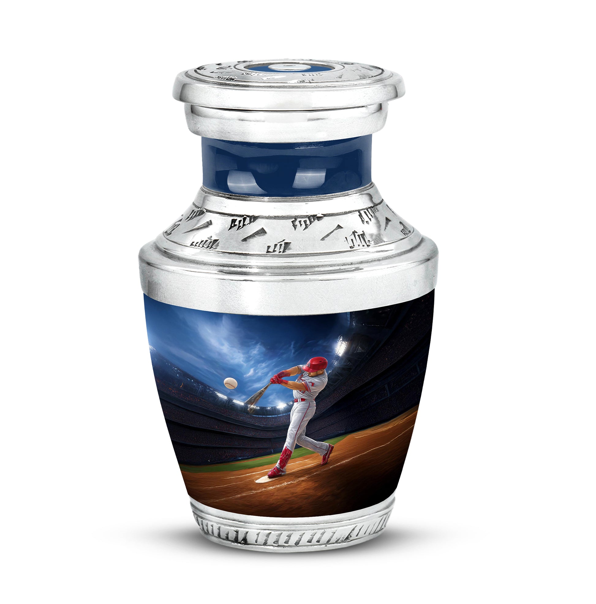 Radiant Baseball Memorial Cremation Urns - Blue 10-inch, 200 cu in - Yatskia