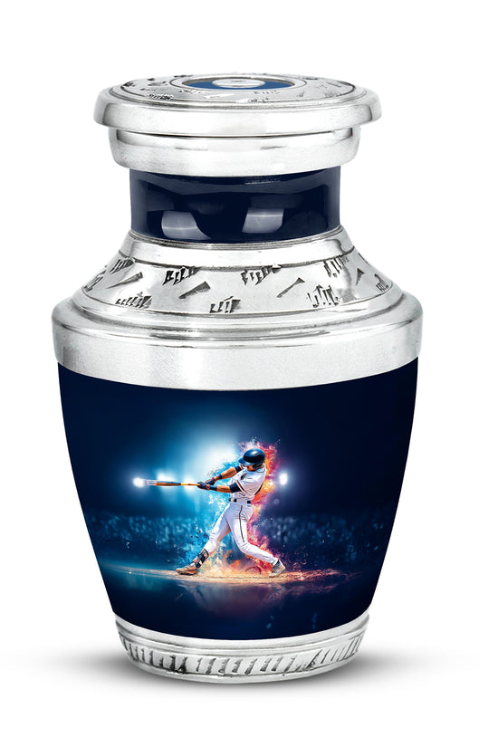 Inspiring Blue Baseball Haven Urn for Human Ashes - 10-inch, 200 cu in - Yatskia