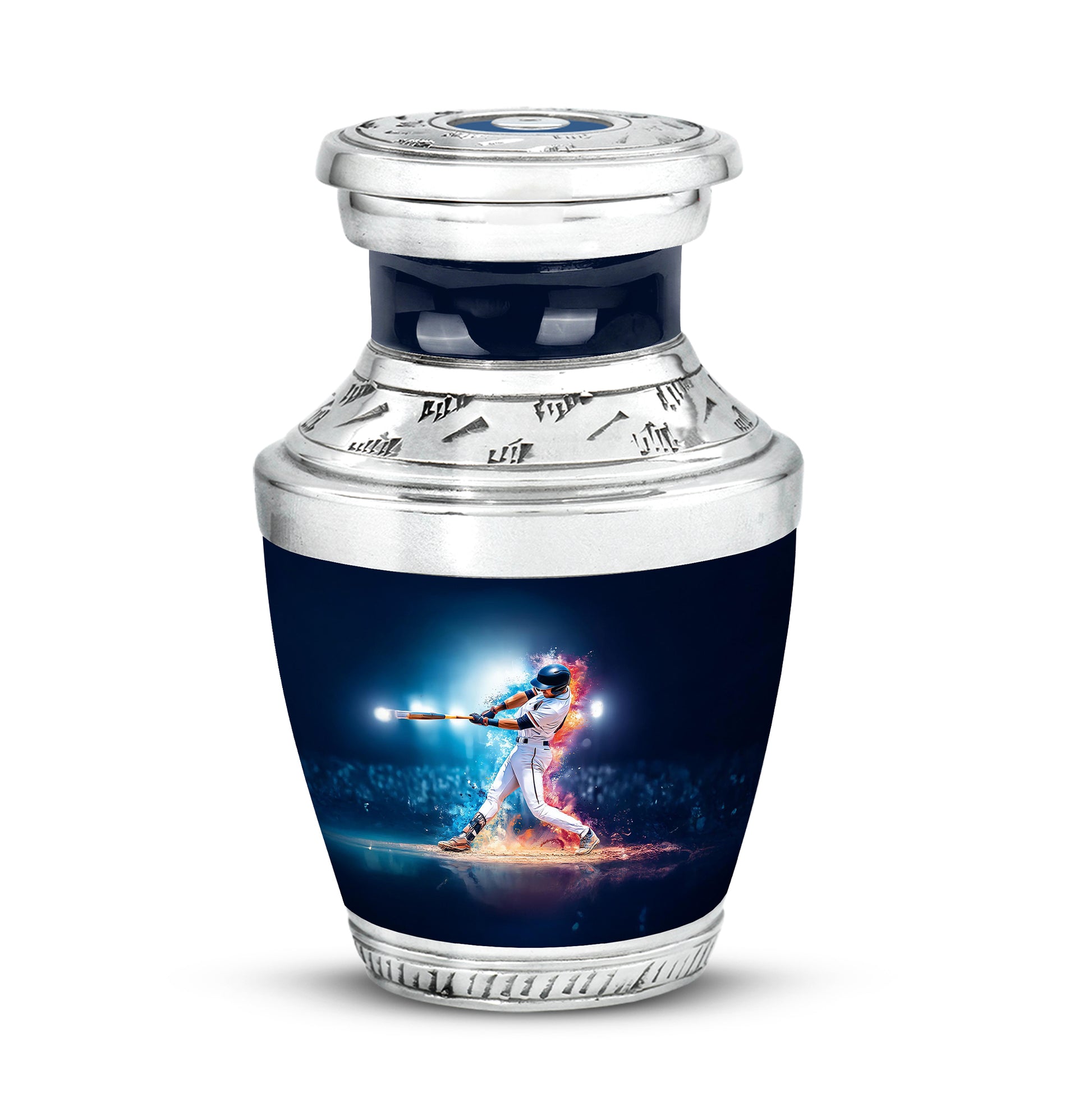 Inspiring Blue Baseball Haven Urn for Human Ashes - 10-inch, 200 cu in - Yatskia