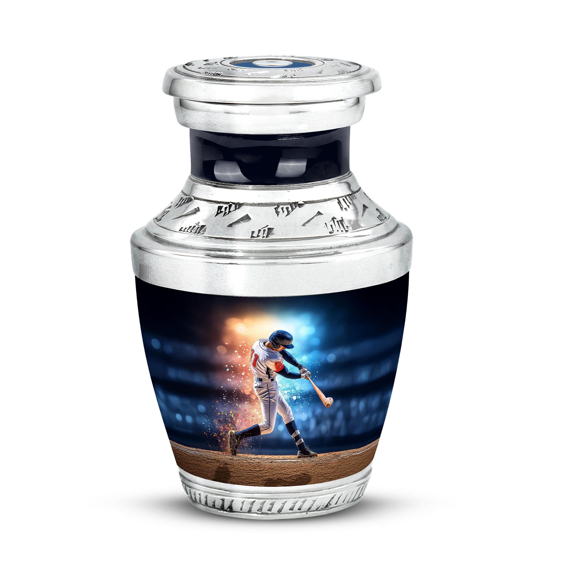 Remarkable Baseball Memorial Cremation Urns - Blue 10-inch, 200 cu in - Yatskia