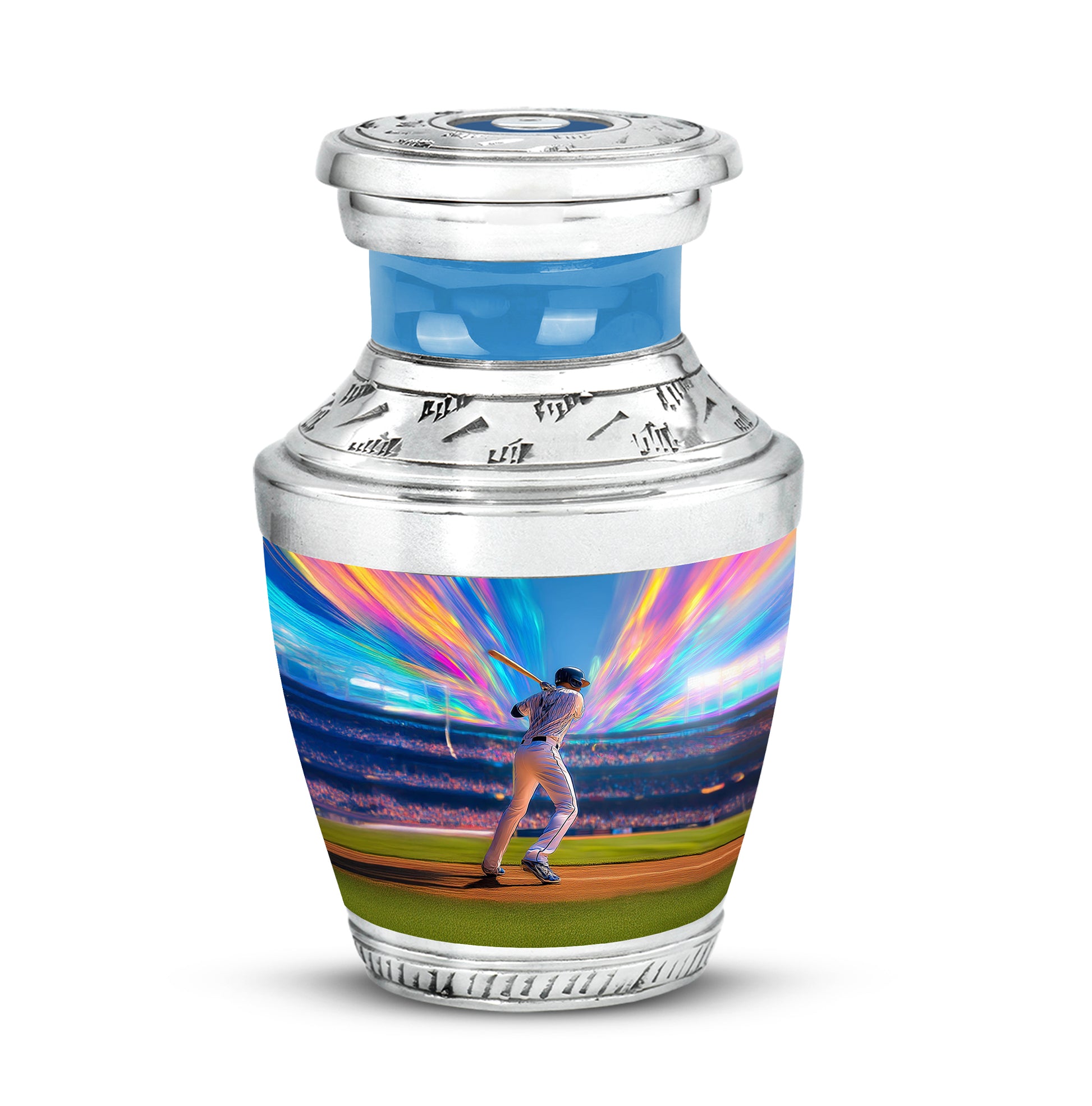 Personalized Baseball Cremation Urns - Eminent Blue 10-inch, 200 cu in - Yatskia