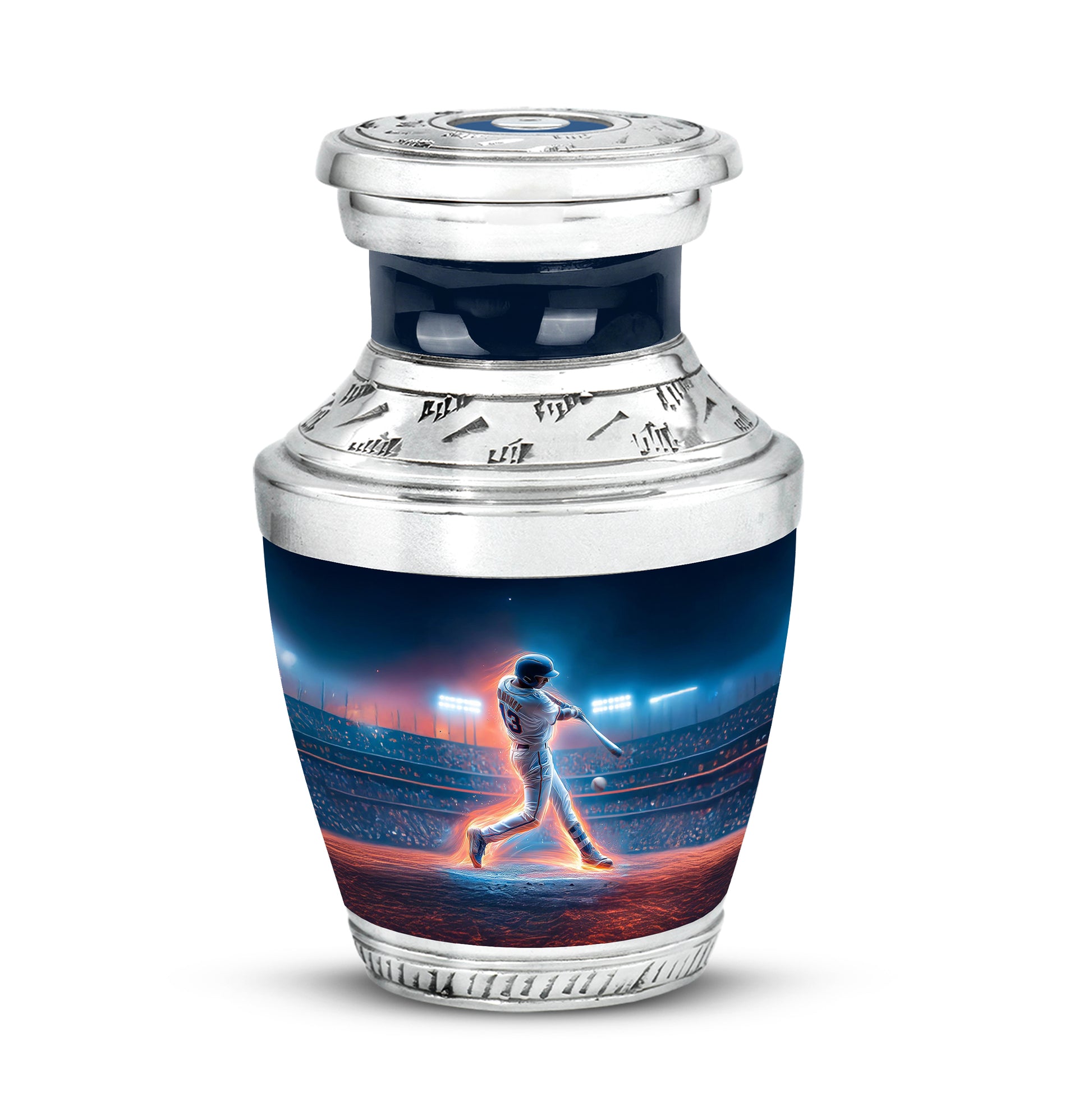 Personalized Eternal Baseball Cremation Urns - Blue 10-inch, 200 cu in - Yatskia