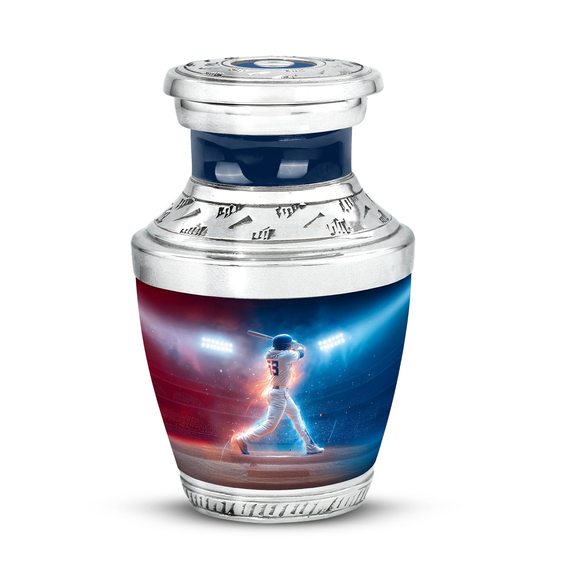 Blue Comforting Baseball Memorial Urn for Ashes - 10-inch, 200 cu in - Yatskia