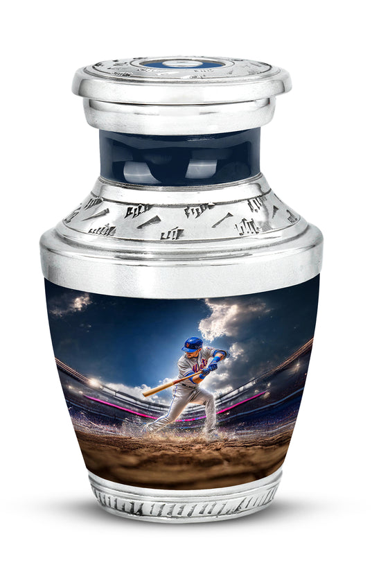 Dignified Blue Baseball Cremation Urn for Ashes - 10-inch, 200 cu in - Yatskia