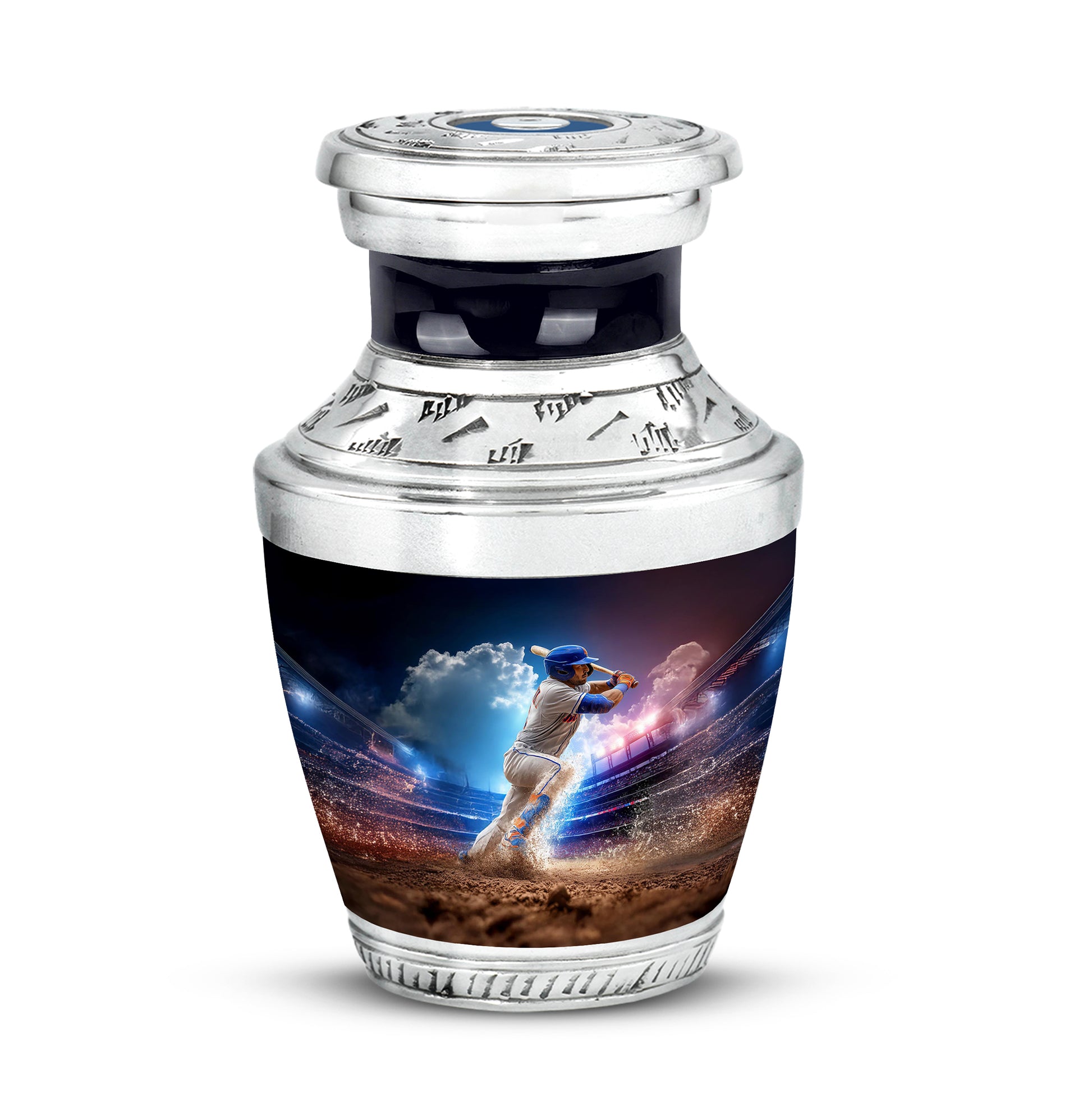Personalized Baseball Cremation Urns - Wondrous Blue 10-inch, 200 cu in - Yatskia