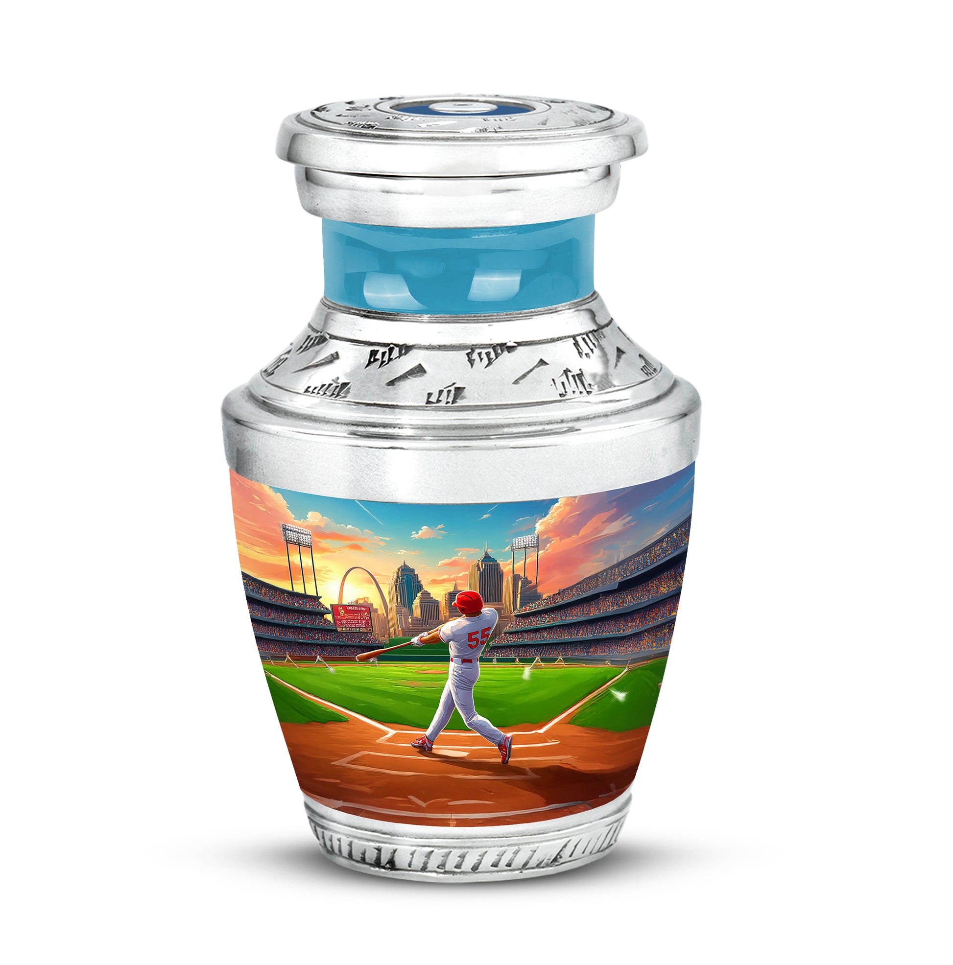 Blue Treasured Baseball Cremation Urns for Human Ashes - 10-inch, 200 cu in - Yatskia