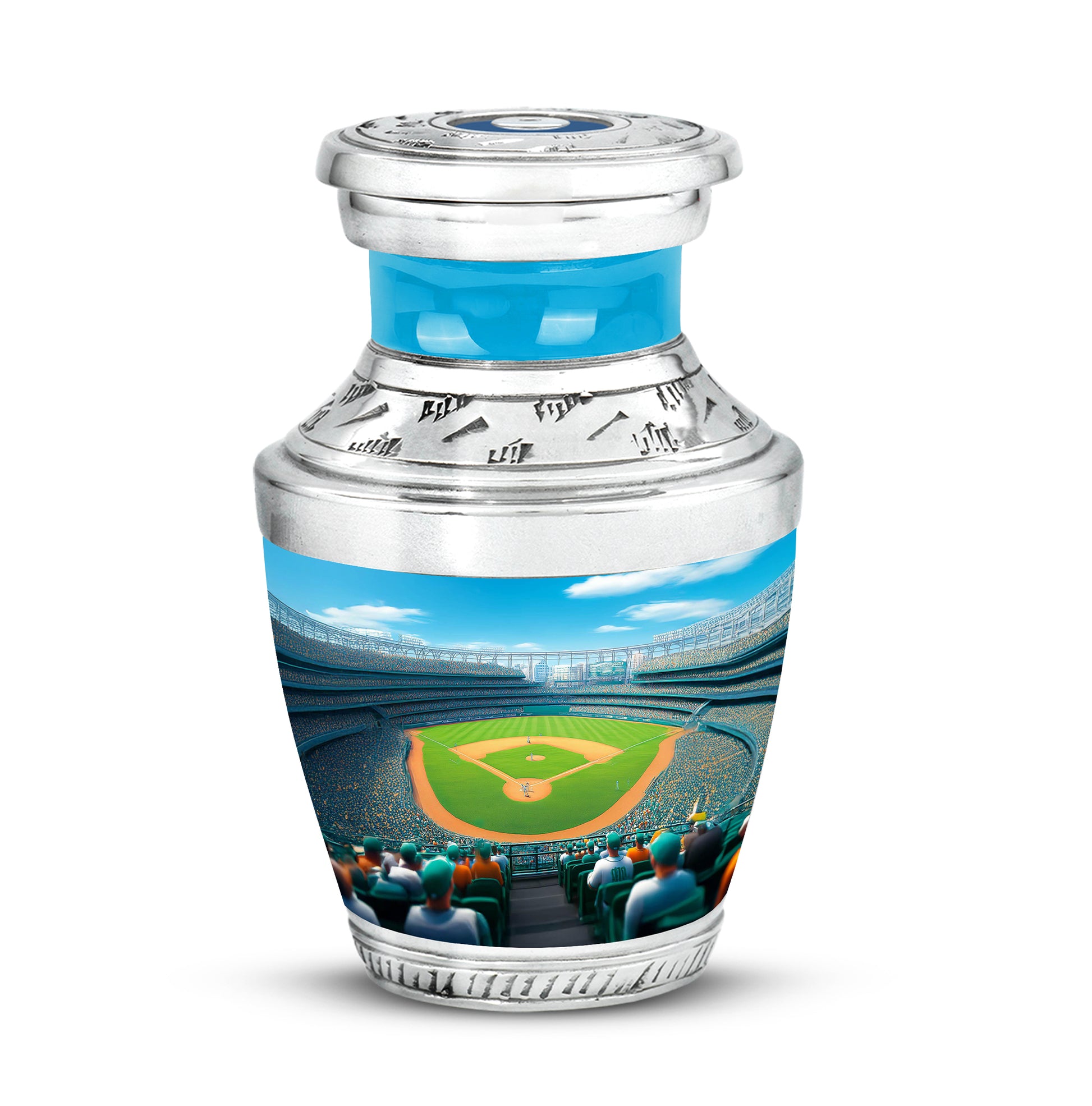 Lustrous Baseball Cremation Urns for Human Ashes - Blue 10-inch - Yatskia