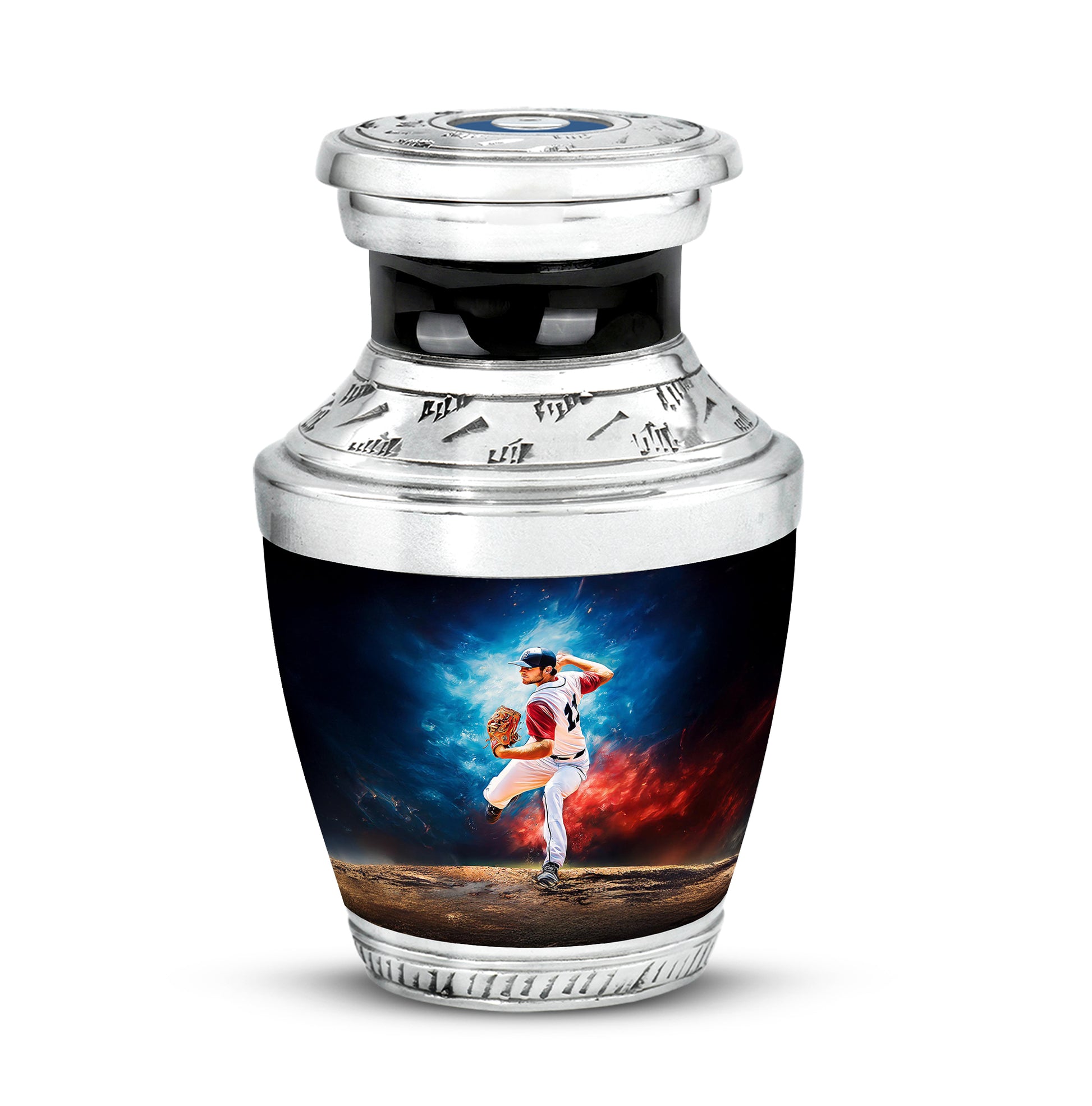 Blue Resounding Baseball Memorial Urn for Ashes - 10-inch, 200 cu in - Yatskia