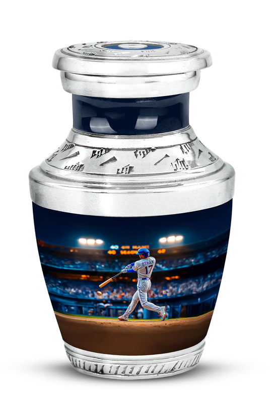 Illustrious Baseball Memorial Cremation Urns - Blue 10-inch, 200 cu in - Yatskia