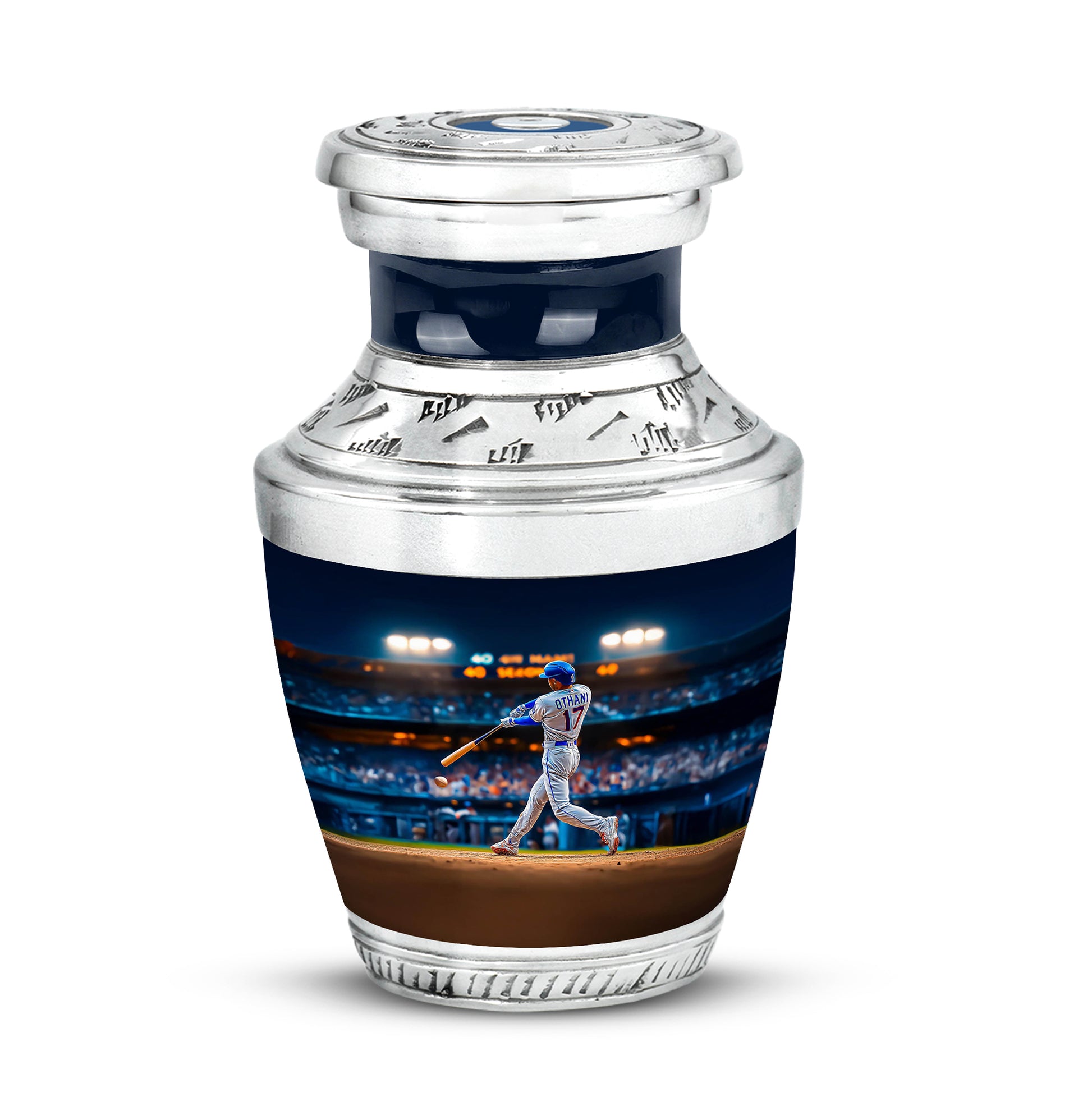 Illustrious Baseball Memorial Cremation Urns - Blue 10-inch, 200 cu in - Yatskia