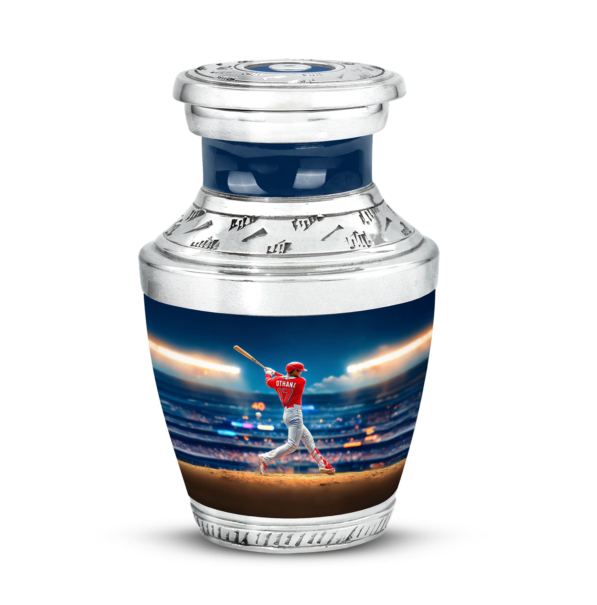 Blessed Baseball Cremation Urns for Human Ashes - Blue 10-inch - Yatskia