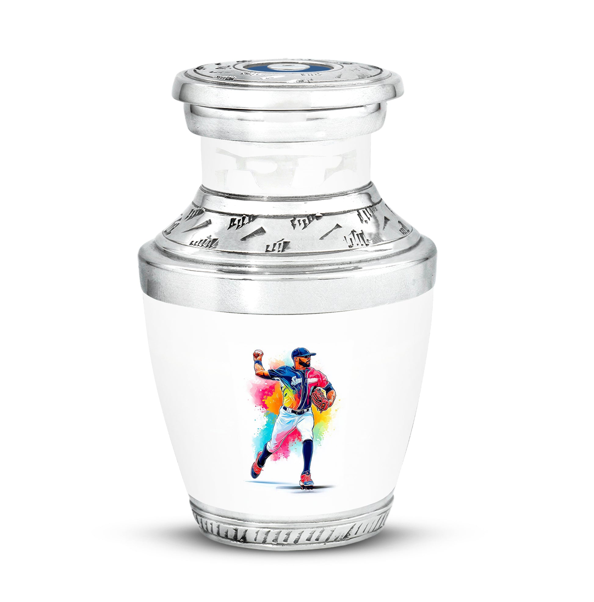 Inspiring White Baseball Keepsake Urn for Human Ashes - 10-inch, 200 cu in - Yatskia