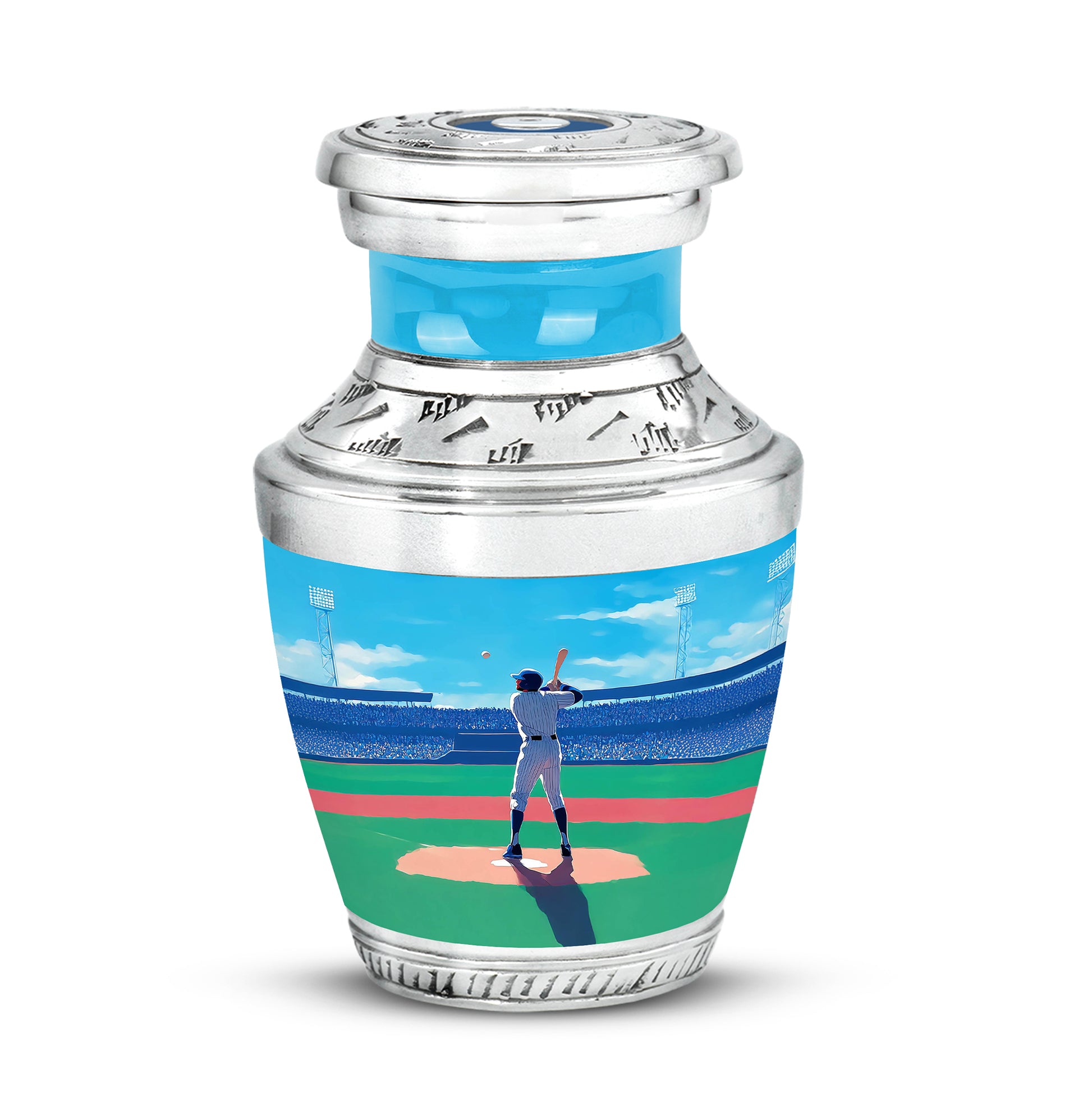 Blue Baseball Haven Cremation Urns for Human Ashes - 10-inch, 200 cu in - Yatskia