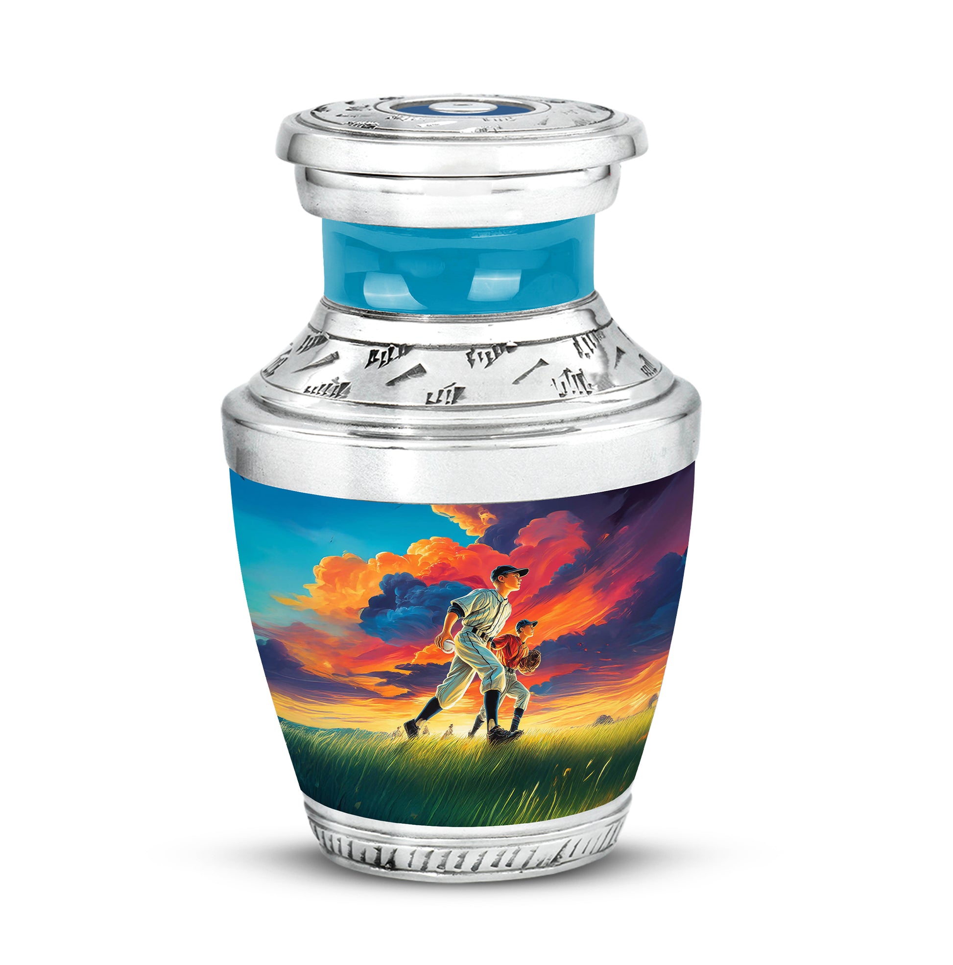Personalized Magnificent Baseball Cremation Urns - Blue 10-inch, 200 cu in - Yatskia