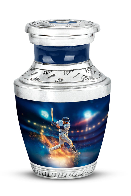 Stunning Blue Baseball Solace Urn for Human Ashes - 10-inch, 200 cu in - Yatskia