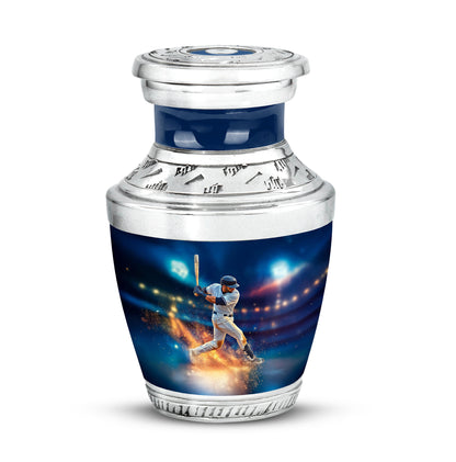 Stunning Blue Baseball Solace Urn for Human Ashes - 10-inch, 200 cu in - Yatskia