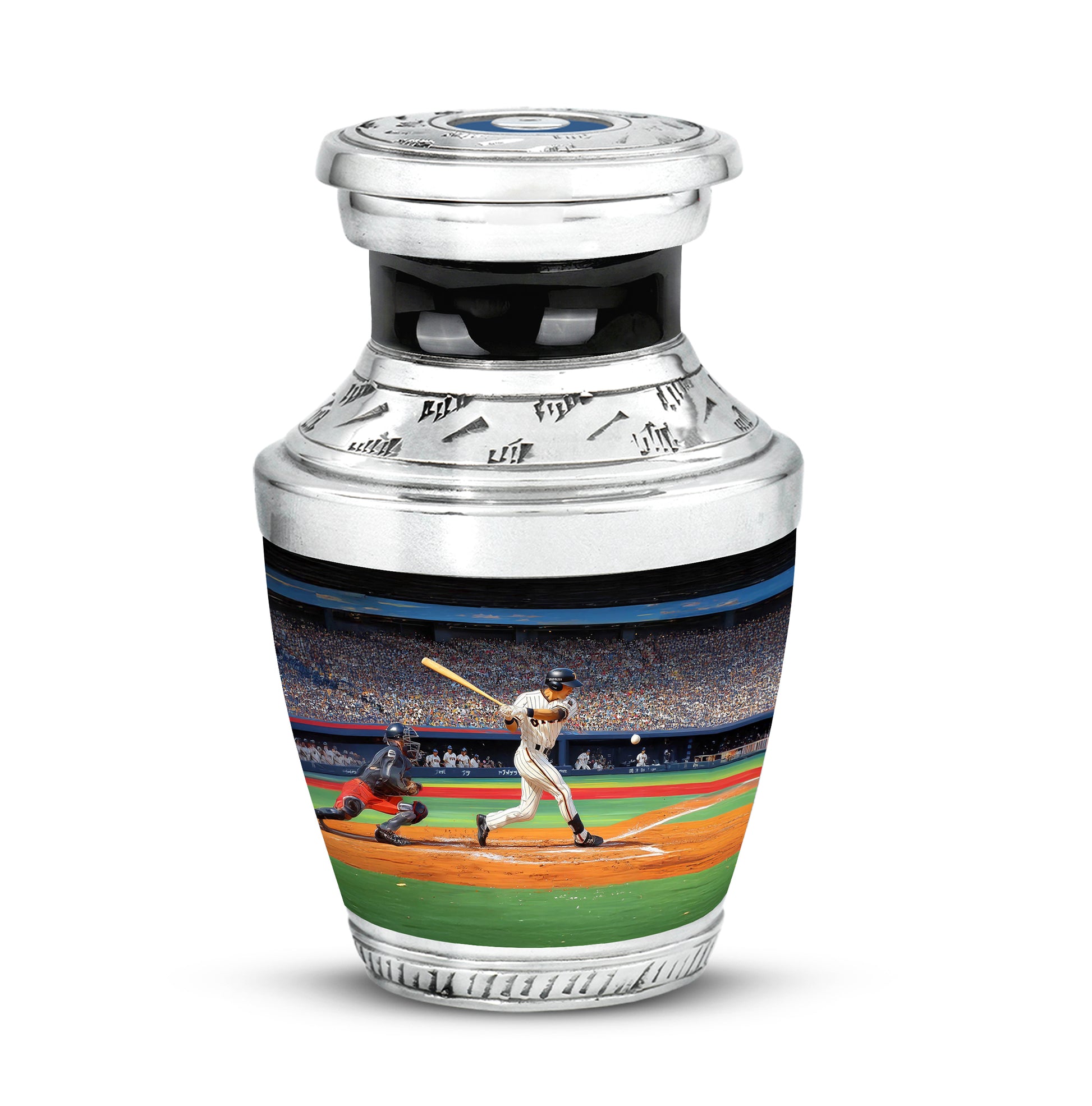 Lustrous Baseball Cremation Urns for Human Ashes - Black 10-inch - Yatskia