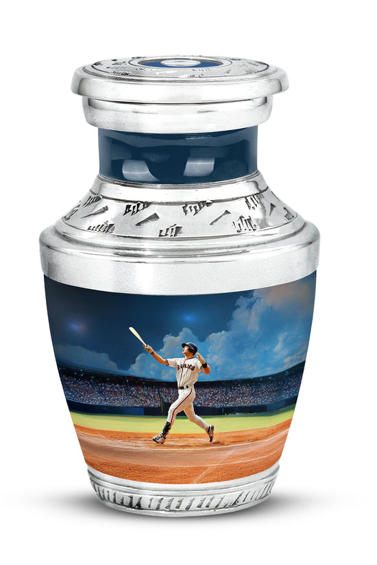 Blue Baseball Blessing Cremation Urns for Human Ashes - 10-inch, 200 cu in - Yatskia