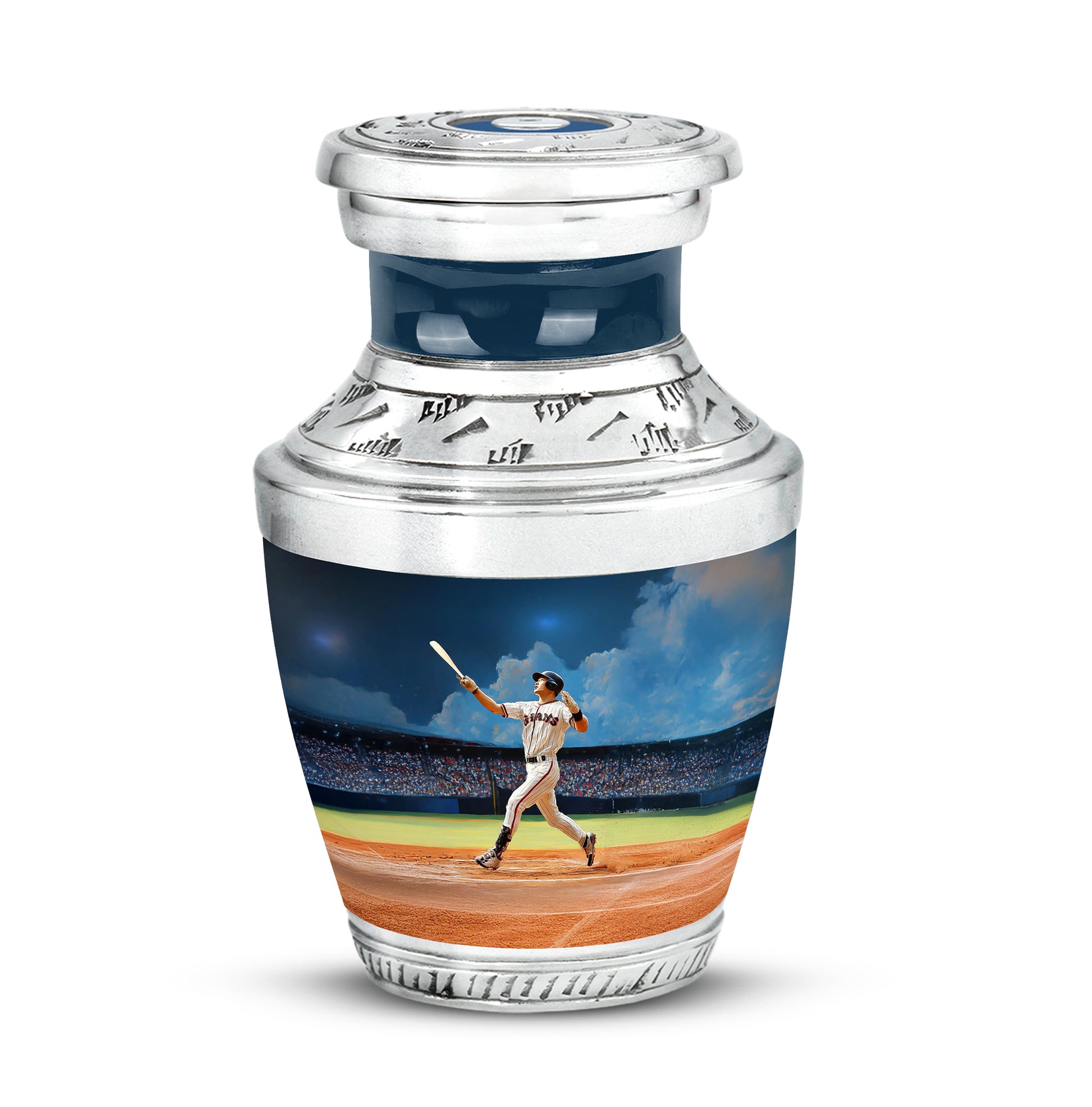 Blue Baseball Blessing Cremation Urns for Human Ashes - 10-inch, 200 cu in - Yatskia