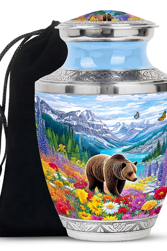 Mountain Bear Memorial Urn - Nature Cremation Urn For Adult