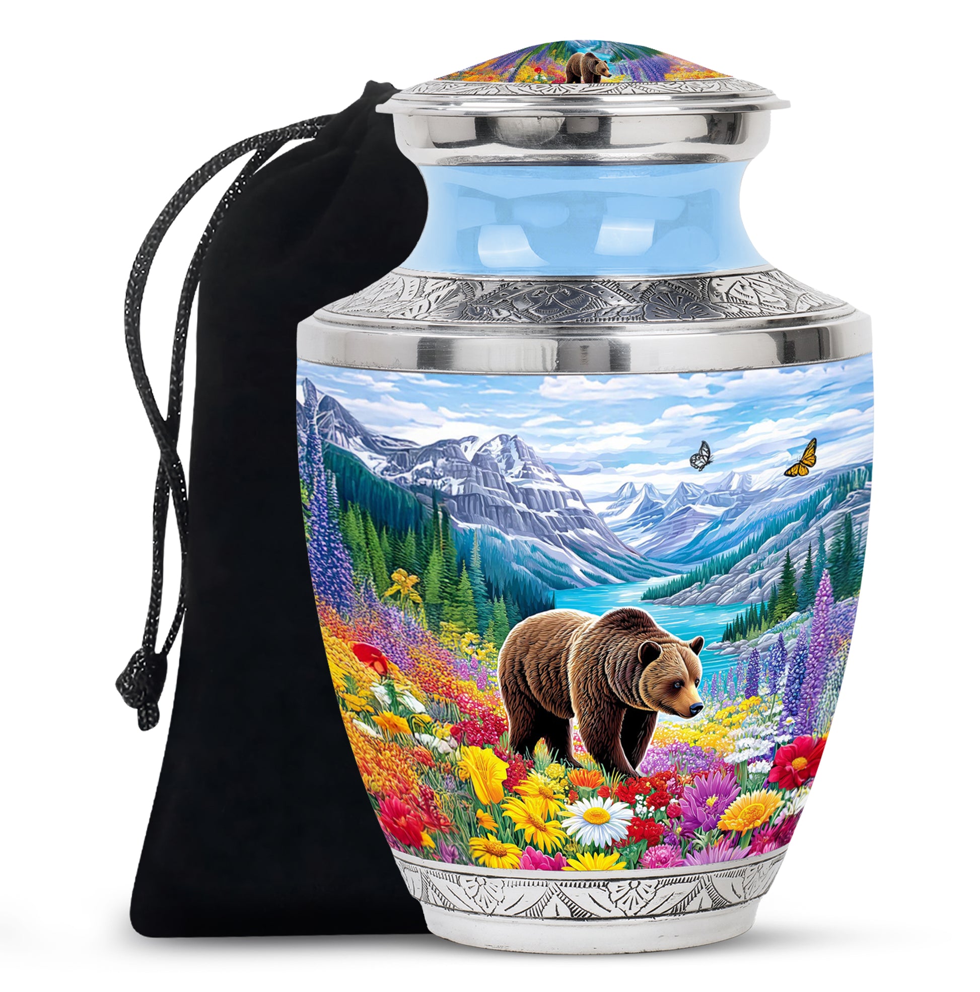 Mountain Bear Memorial Urn - Nature Cremation Urn For Adult