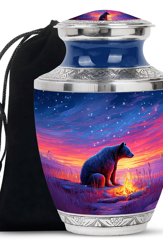 Brown Bear Memorial Urn - Mountain Cremation Urn For Male & Female