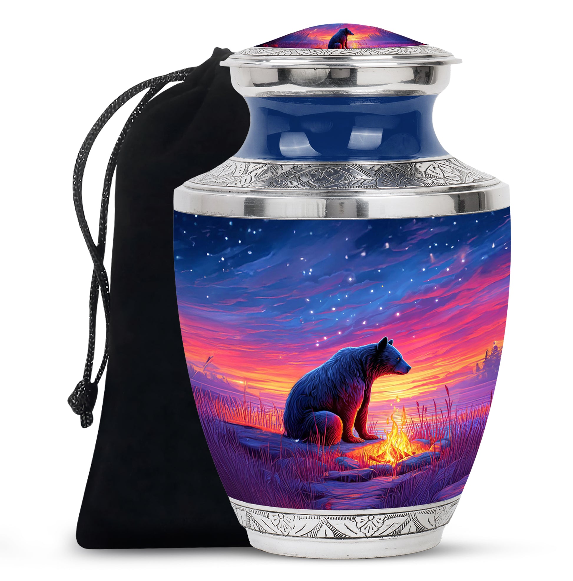 Brown Bear Memorial Urn - Mountain Cremation Urn For Male & Female