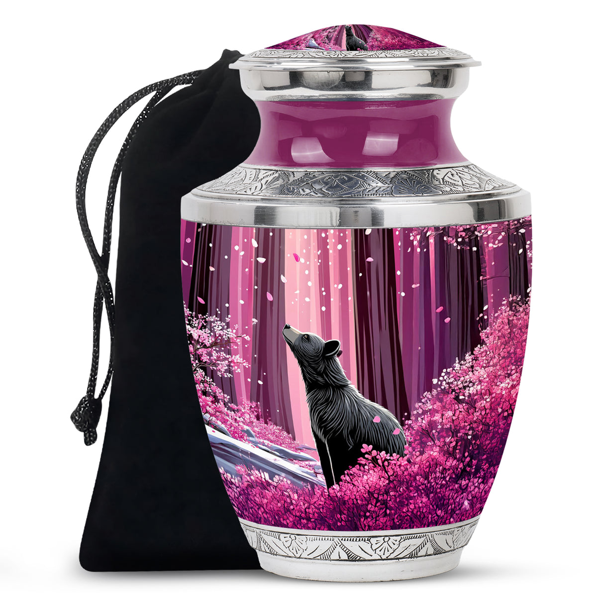 Cherry Blossom Memorial Urn - Bear Funeral Urn For Adults Ashes