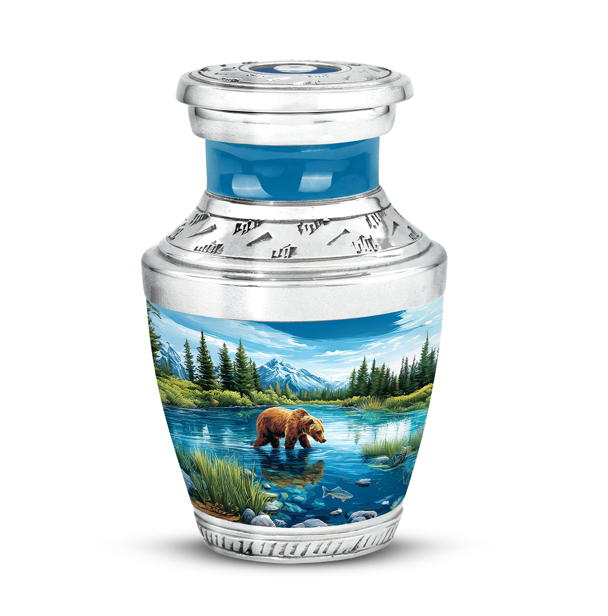 Inspiring Blue Bear Homage Urn for Human Ashes - 10-inch, 200 cu in - Yatskia